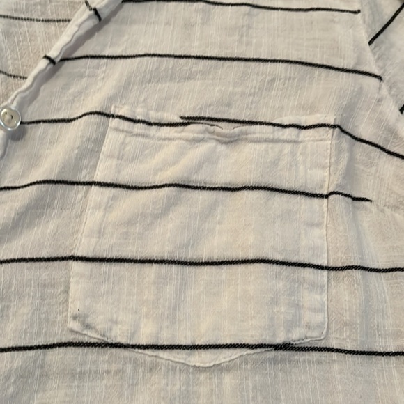 XL Apt. 9 Casual Striped Oversized Button Down Shirt , 100% cotton, white & blue - Picture 11 of 14